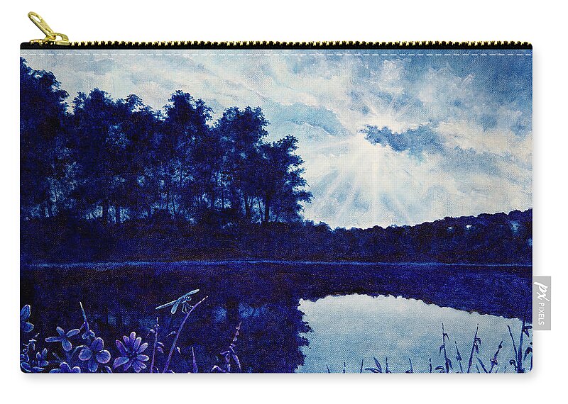 Dragonfly Zip Pouch featuring the painting Lake Twilight by Michael Frank