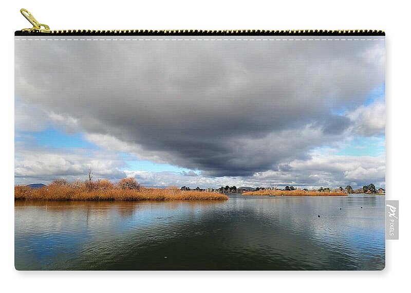 Lake Wendouree Zip Pouch featuring the photograph Lake Wendouree in Winter by Yolanda Caporn