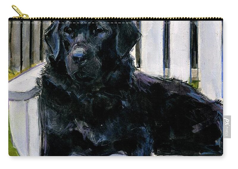 Black Labrador Zip Pouch featuring the painting Lakerfront by Molly Poole