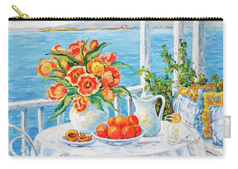 Lake Zip Pouch featuring the painting Lakeside Luncheon by Ingrid Dohm