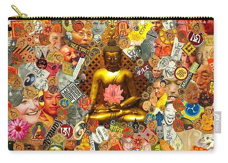 Buddhism Zip Pouch featuring the mixed media Lamps of Enlightenment by Peter Ogden
