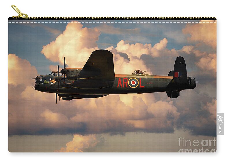 Lancaster Bomber Zip Pouch featuring the digital art Lancaster L-Leader by Airpower Art