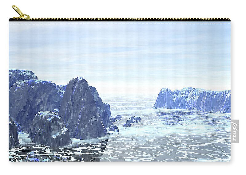 Landscape Zip Pouch featuring the digital art Land of Ice by Phil Perkins