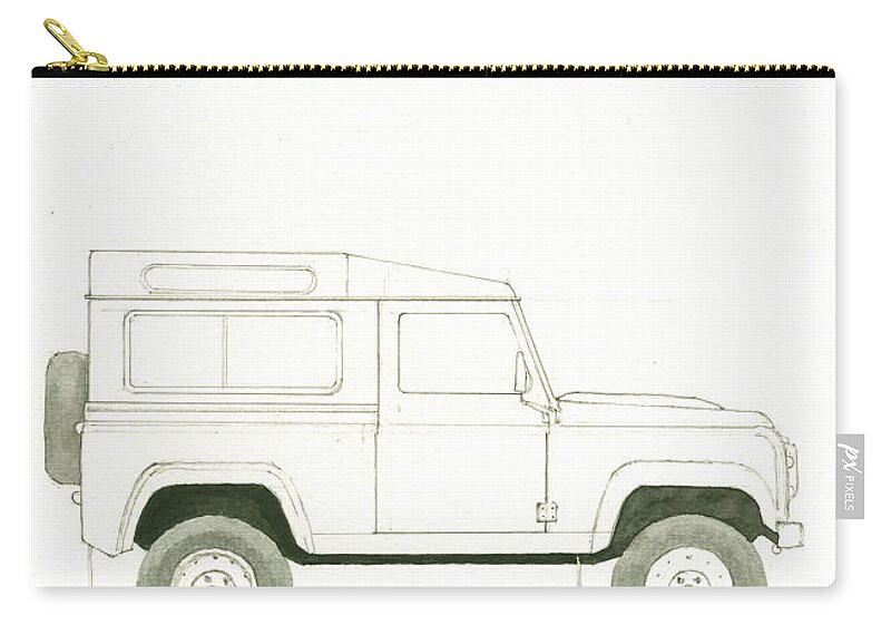 Land Rover Defender Zip Pouch featuring the painting Land Rover defender by Juan Bosco