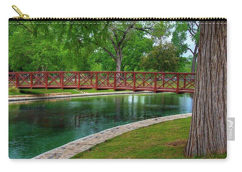 Landa Park Bridge Zip Pouch featuring the photograph Landa Park Bridge by Kelly Wade