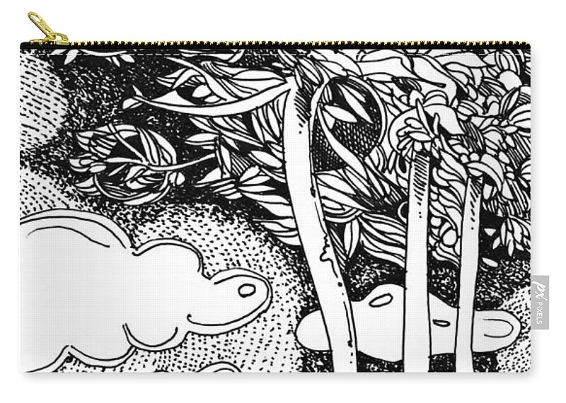 Drawing Zip Pouch featuring the drawing In the middle of the mountain #1 by Enrique Zaldivar