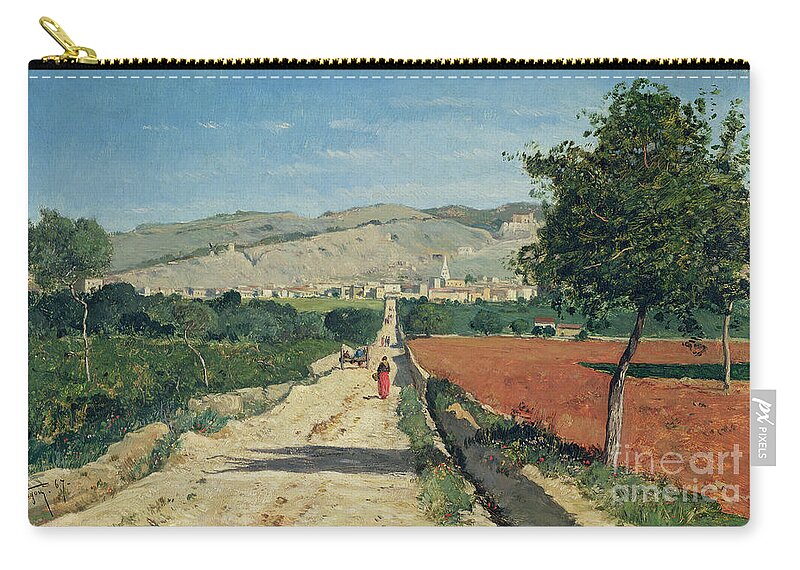 Fields Zip Pouch featuring the painting Landscape in Provence by Paul Camille Guigou