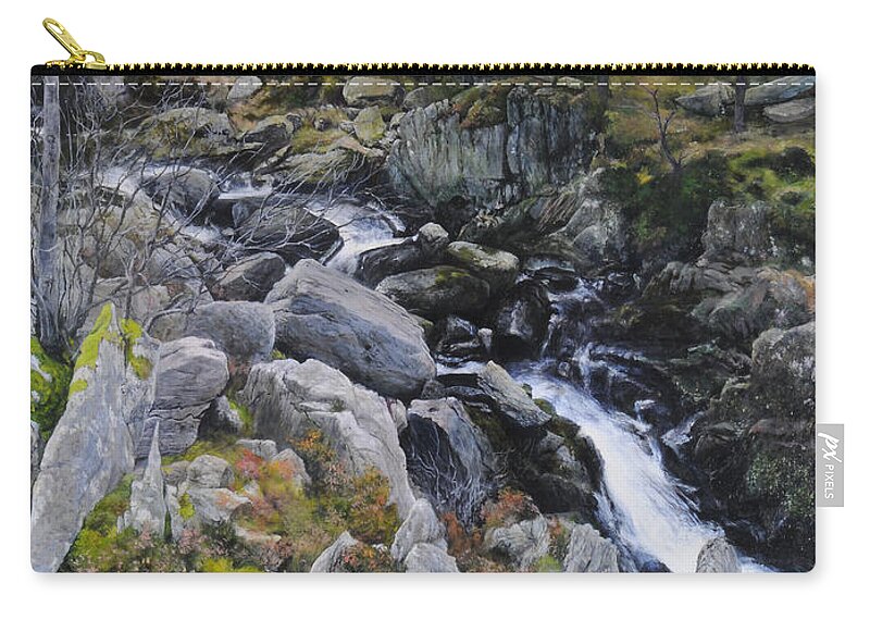 Landscape Zip Pouch featuring the painting Landscape in Snowdonia by Harry Robertson