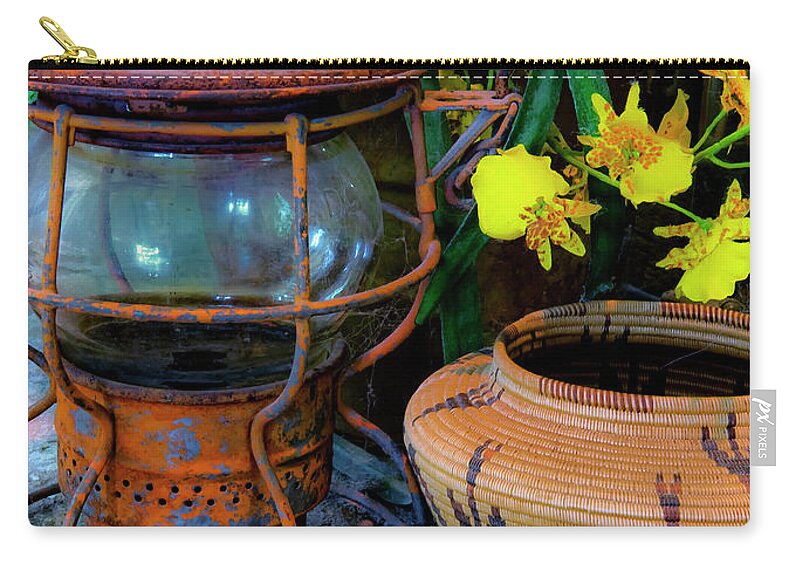 Lantern Zip Pouch featuring the photograph Lantern with Baskets by Stephen Anderson
