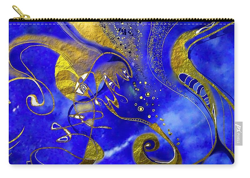 Lapis Lazuli Zip Pouch featuring the painting Lapis lazuli by Wolfgang Schweizer