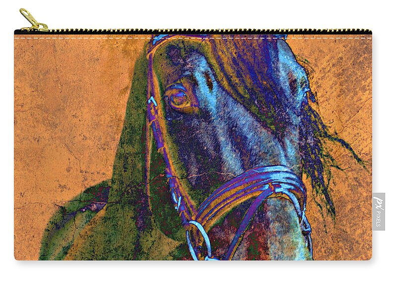 Horse Zip Pouch featuring the mixed media Laredo by Mindy Bench