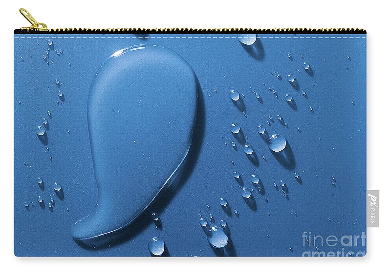 Water Carry-all Pouch featuring the photograph Large and small water droplets viewed from above by Simon Bratt
