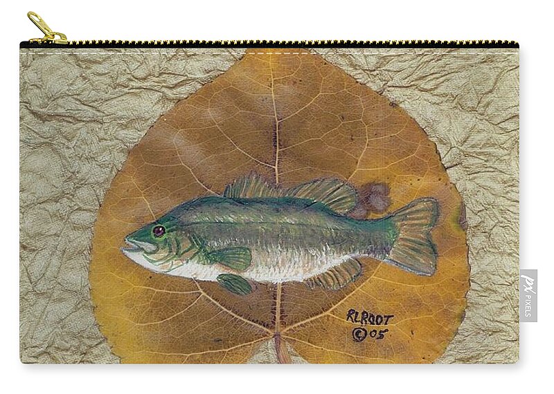 Wildlife Zip Pouch featuring the painting Large mouth Bass #3 by Ralph Root