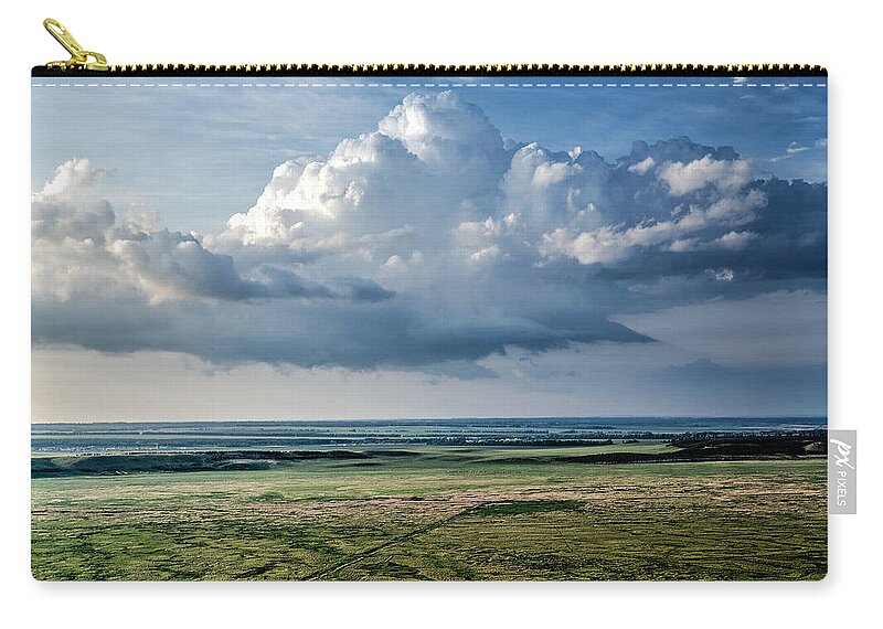 Storm Cloud Landscape Zip Pouch featuring the photograph Gathering Storm Plain View by John Williams