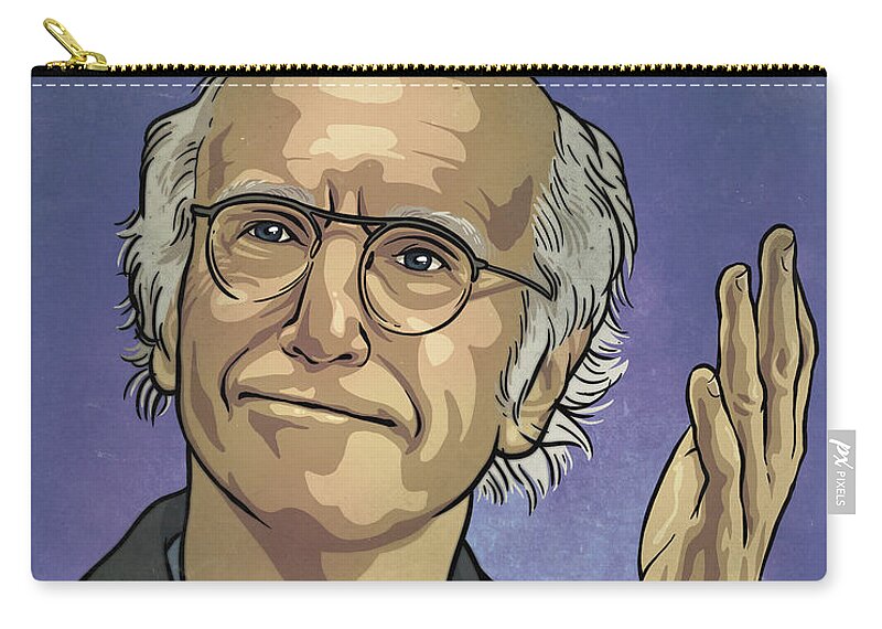 Larry David Zip Pouch featuring the drawing Larry David by Miggs The Artist