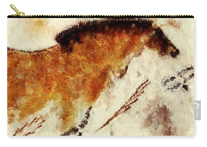 Lascaux Prehistoric Horse Carry-all Pouch featuring the digital art Lascaux Prehistoric Horse Detail by Weston Westmoreland