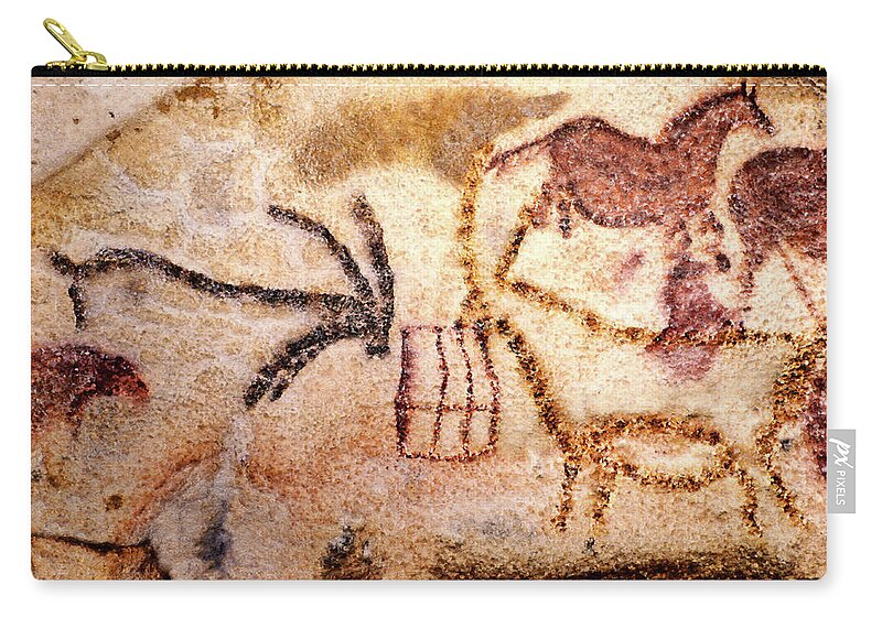 Lascaux Carry-all Pouch featuring the digital art Lascaux - Two Ibex by Weston Westmoreland