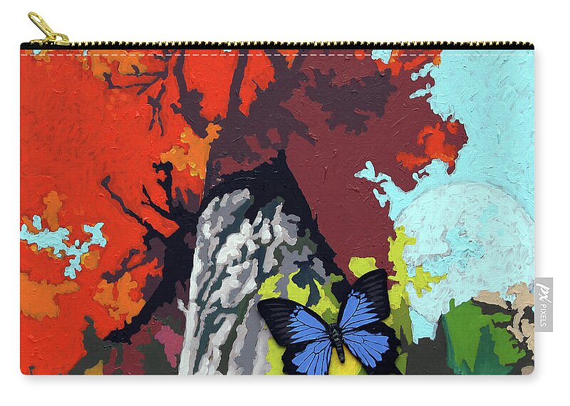 Butterfly Zip Pouch featuring the painting Last Butterfly Before Winter by John Lautermilch