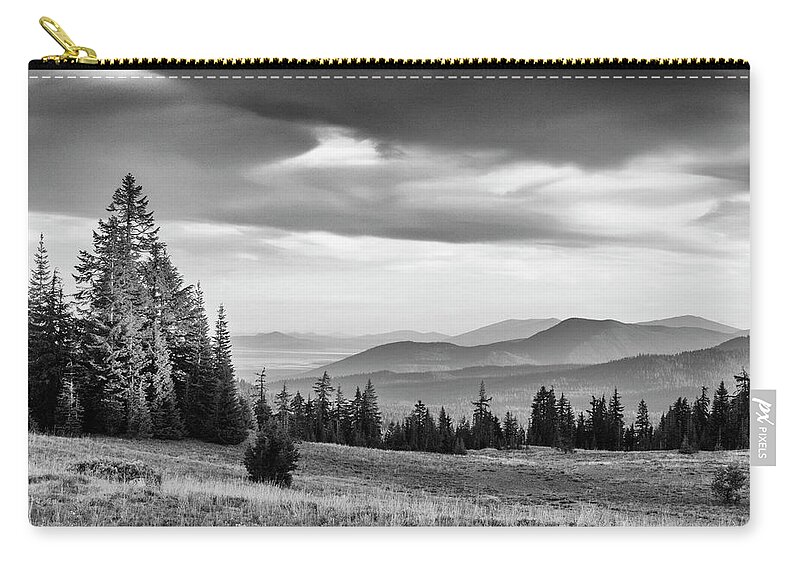 Meadows Zip Pouch featuring the photograph Last Light Of Day in BW by Frank Wilson