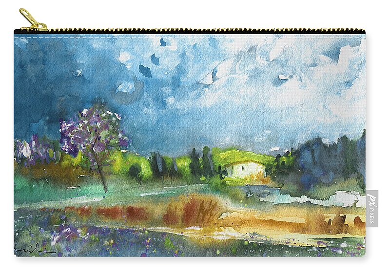 Landscapes Carry-all Pouch featuring the painting Late Afternoon 63 by Miki De Goodaboom