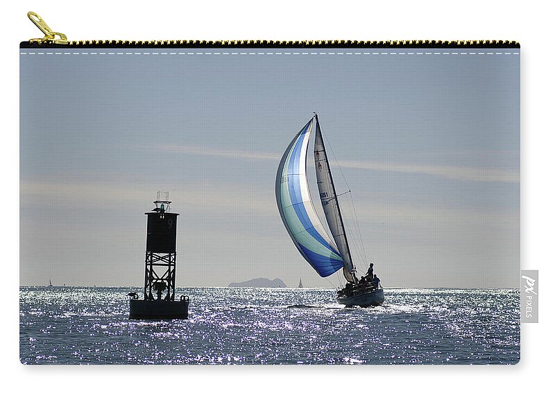 David J. Shuler Zip Pouch featuring the photograph Late afternoon Sail by David Shuler