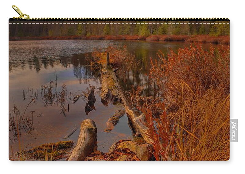 Upnorth Zip Pouch featuring the photograph Late Afternoon Sunset Over Hawk Lake by Dale Kauzlaric