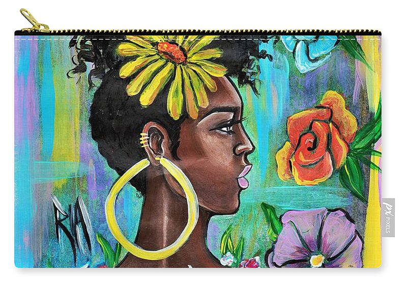 Flowers Zip Pouch featuring the painting Late Bloomer by Artist RiA