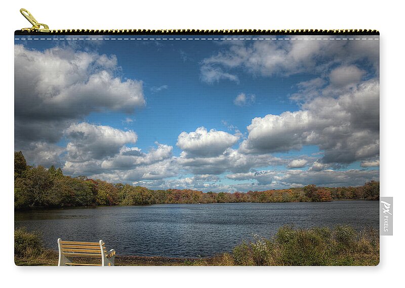 Autumn Zip Pouch featuring the photograph Late October, Belmont Lake by Steve Gravano