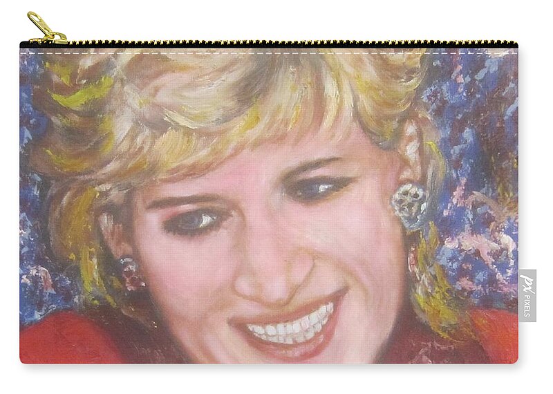 Princess. Royal Family Zip Pouch featuring the painting Late Princess Diana by Sam Shaker