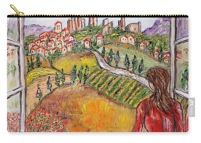 Oil Painting Zip Pouch featuring the painting L'attesa by Loredana Messina