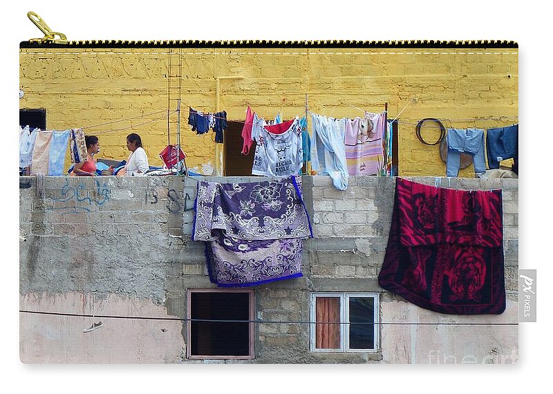 Laundry Day Zip Pouch featuring the photograph Laundry In Guanajuato by Rosanne Licciardi