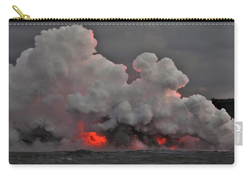 Lava Zip Pouch featuring the photograph Lava Ocean Entry by Heidi Fickinger