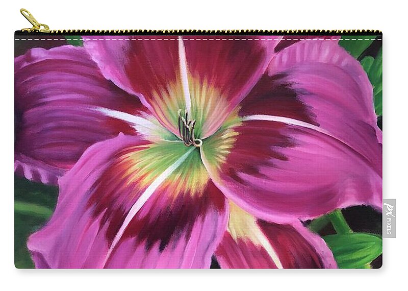 Daylily Zip Pouch featuring the painting Lavender Daylily by Rand Burns