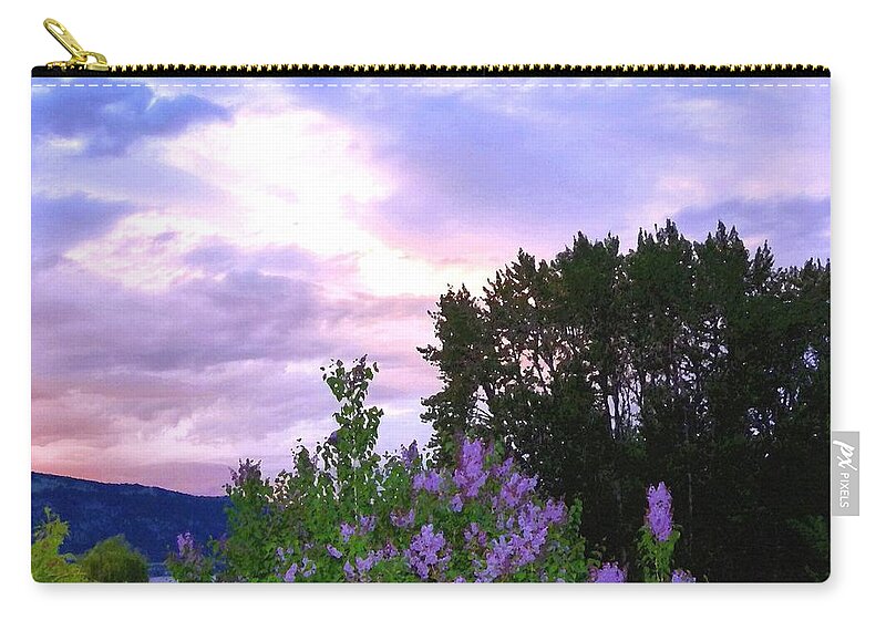 Lavender Sky Watercolor Zip Pouch featuring the digital art Lavender Sky Watercolor by Will Borden