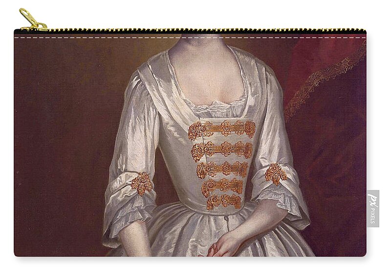 Charles Jervas Zip Pouch featuring the painting Lavinia Fenton later Duchess of Bolton as Polly Peachum in John Gay's The Beggar's Opera by Charles Jervas