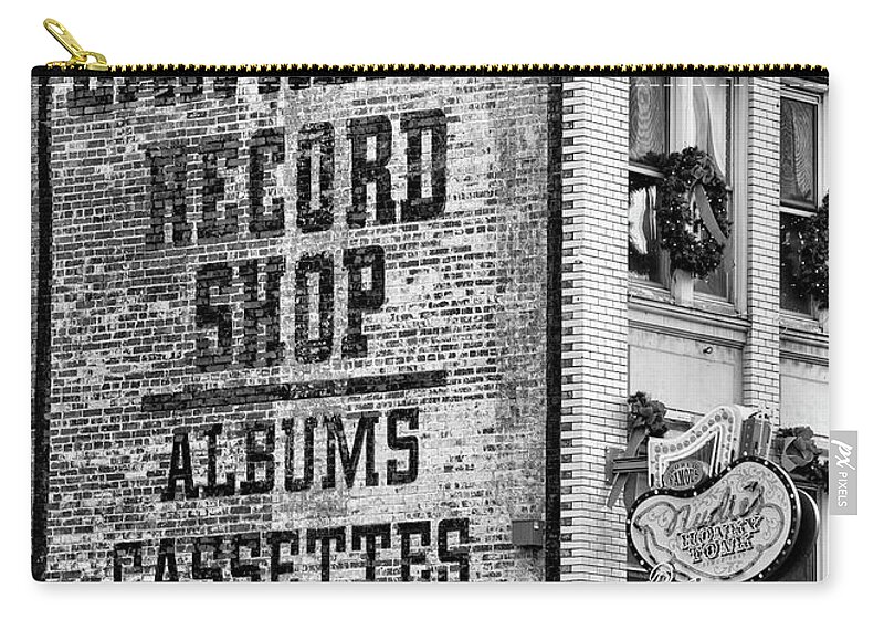Nashville Zip Pouch featuring the photograph Lawrence Record Shop Nashville - #1 by Stephen Stookey