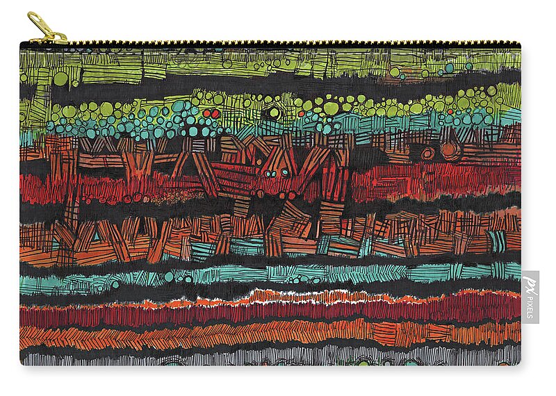 Abstract Zip Pouch featuring the drawing Strata by Sandra Church