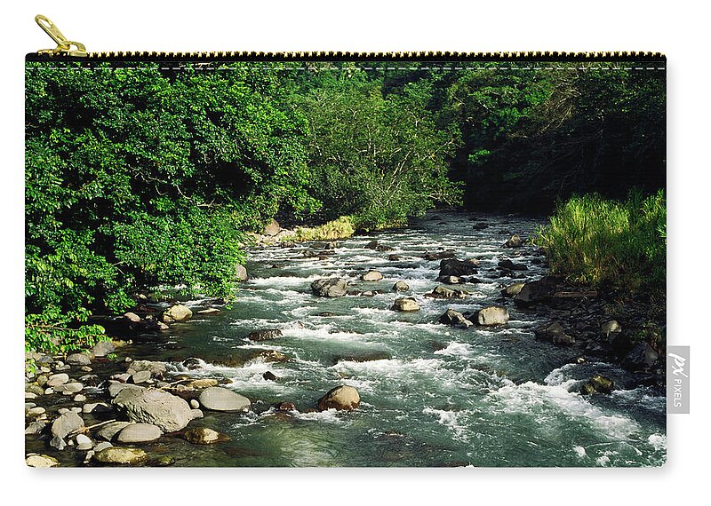 Gentle Rapids Zip Pouch featuring the photograph Layou River Rapids by Sally Weigand