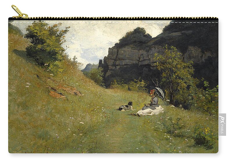 Jean-paul Laurens Carry-all Pouch featuring the painting Le Chemin De La Maloche by Jean-Paul Laurens