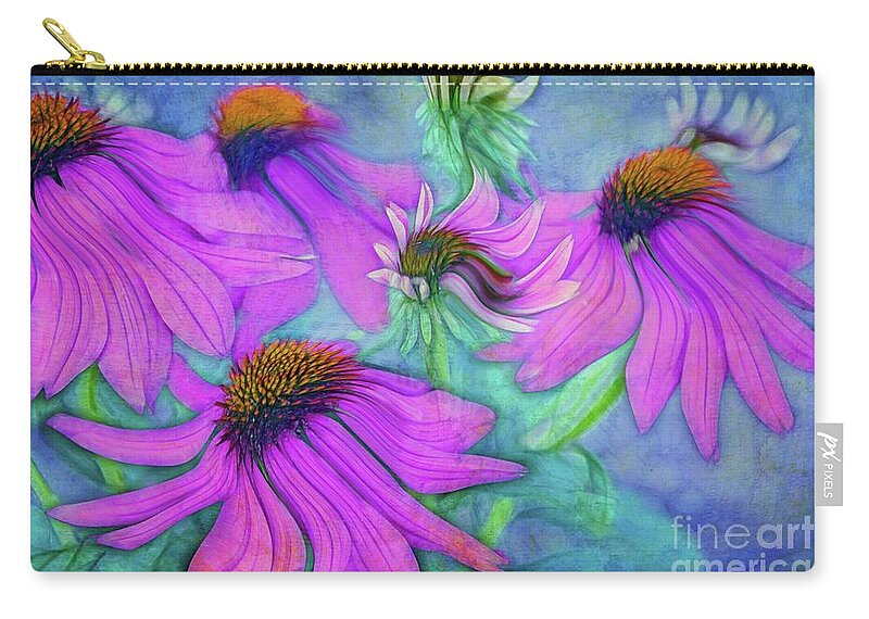 Floral Zip Pouch featuring the digital art Le Clan des Cinq - a29a by Variance Collections