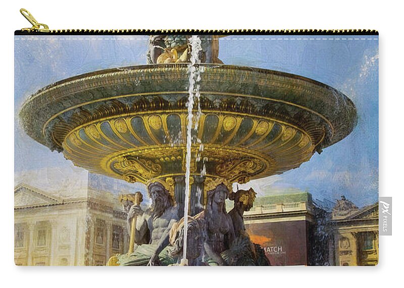 Fountain Zip Pouch featuring the photograph Le Fontaine des Fleuves by John Rivera