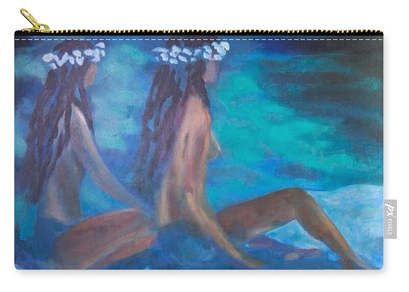 Hawaiian Girls Zip Pouch featuring the painting Le Hawaiane by Enrico Garff