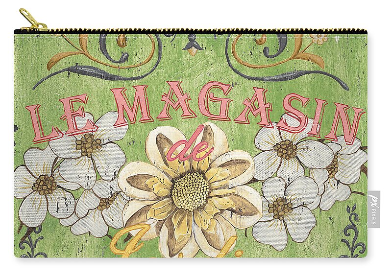 Floral Zip Pouch featuring the painting Le Magasin de Jardin by Debbie DeWitt