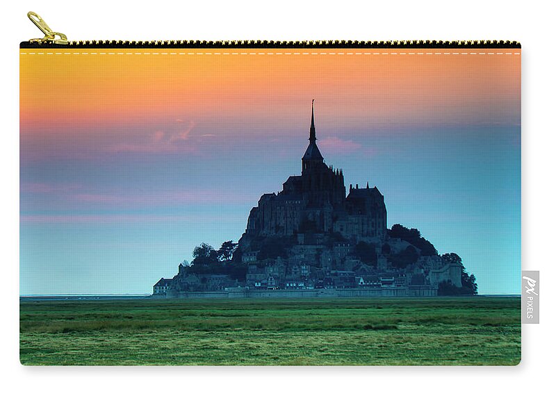 Abbey Zip Pouch featuring the photograph Le Mont Saint-Michel at sunset by John Paul Cullen