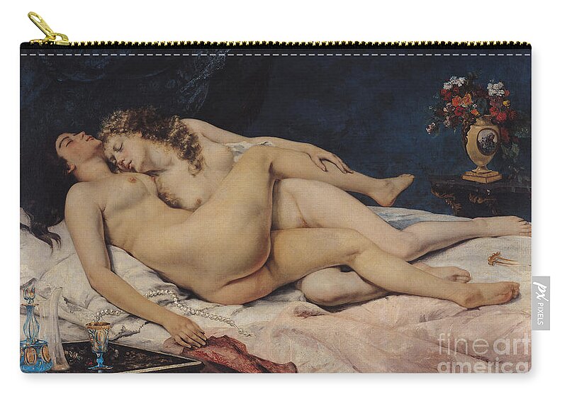 Love Zip Pouch featuring the painting Sleep by Gustave Courbet by Gustave Courbet