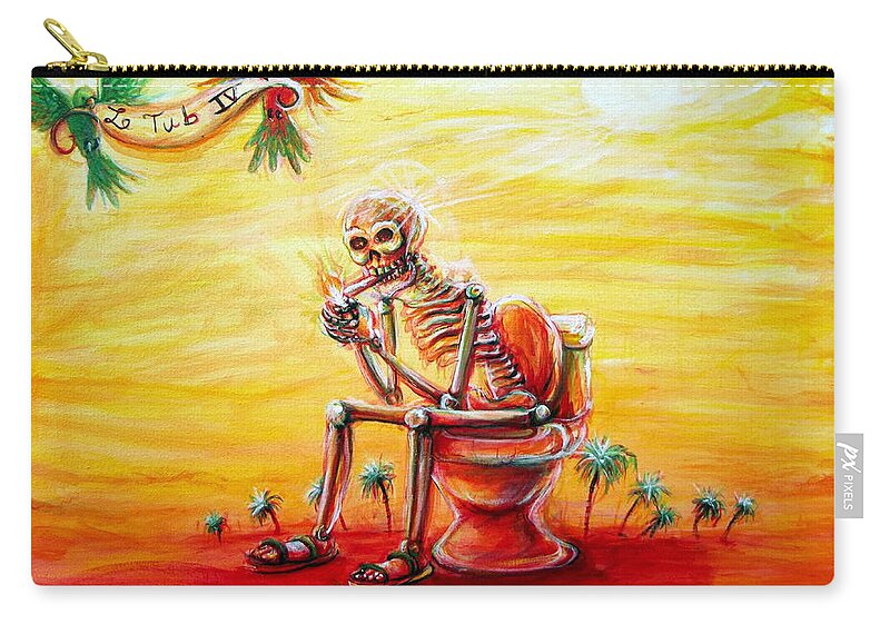 Skeleton Zip Pouch featuring the painting Le Tub IV by Heather Calderon