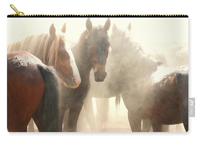 Wild Australian Horses Zip Pouch featuring the photograph Leader of the Mob by Lexa Harpell