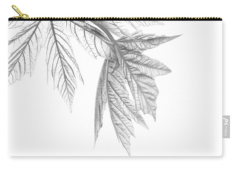 Black And White Carry-all Pouch featuring the photograph Leaf by Kathy Paynter