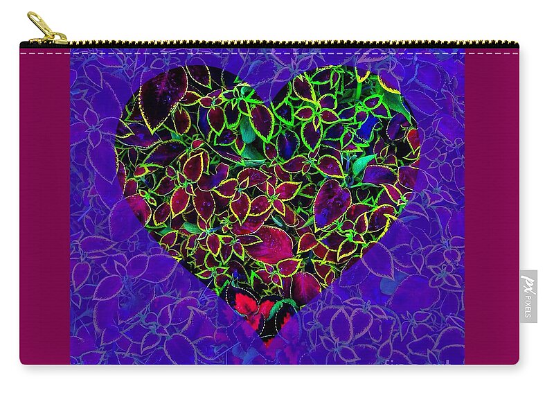 Coleus Leaf Zip Pouch featuring the photograph Leafy Heart by Joan-Violet Stretch