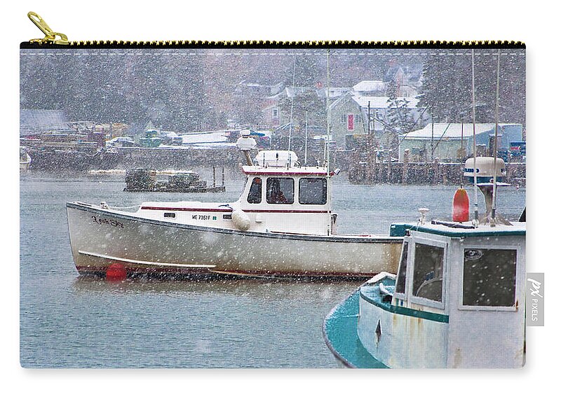 Maine Snow Storm Carry-all Pouch featuring the photograph Leah Sky Snow by Jeff Cooper